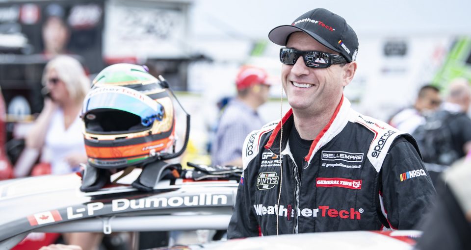 TORONTO, ON - JULY 12: LP Dumoulin, driver of the #47 WeatherTech Canada / Bellemare Dodge prepares for practice at the Pintyís Grand Prix of the NASCAR Pinty's Series at Toronto Honda Indy in Toronto, ON. (Photo by Matthew Manor for NASCAR)