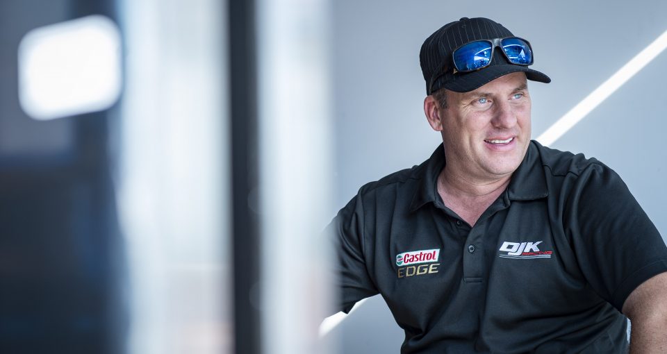 TORONTO, ON - JULY 13: DJ Kennington, driver of the #17 Castrol Edge Dodge looks on in the garage area at the Pintys Grand Prix of the NASCAR Pinty's Series at Toronto Honda Indy in Toronto, ON. (Photo by Matthew Manor for NASCAR)