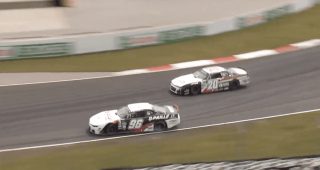 Treyten Lapcevich bumps and runs to victory in NASCAR Pinty’s Series race at CTMP